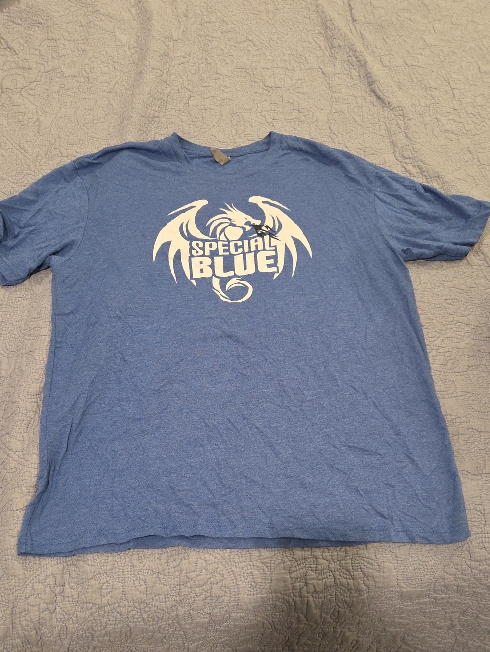 Next Level Apparel Light Blue Graphic Tee with White Dragon Logo